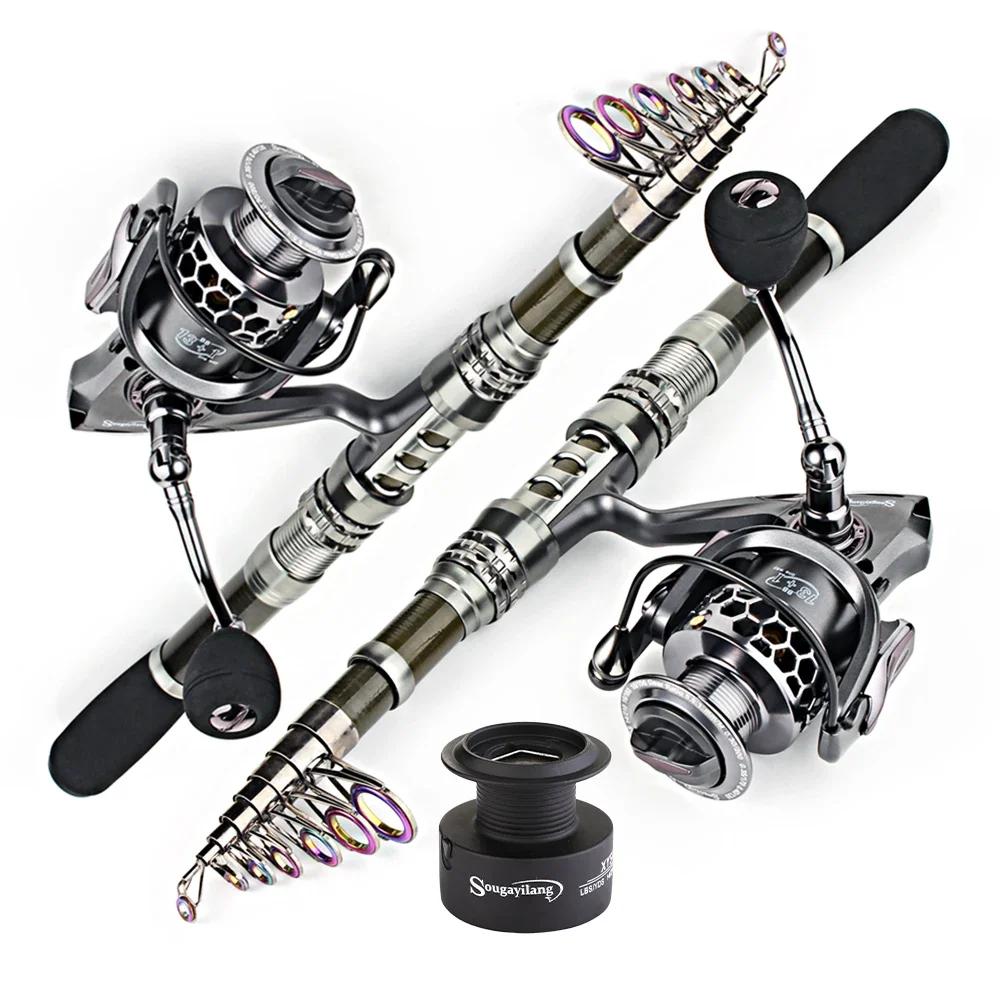 Sougayilang 1.8-3.3m canne à pêche Spinning en Fiber de carbone et 13 + 1BB moulinet de pêche Combo