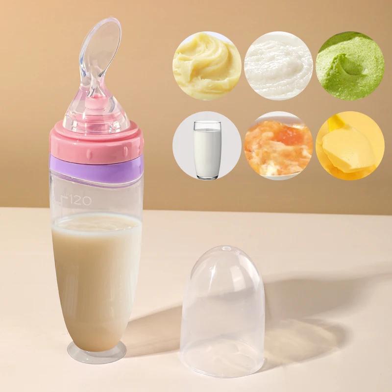 Mangeoire à presser en Silicone liquide pour bébé, 120 ml/4oz | Distributeur de purée de fruits et