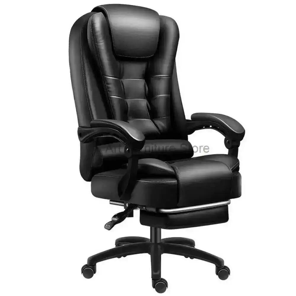Chaise de Massage de bureau, coussin rotatif en Latex à dossier haut, en cuir, confortable avec repo