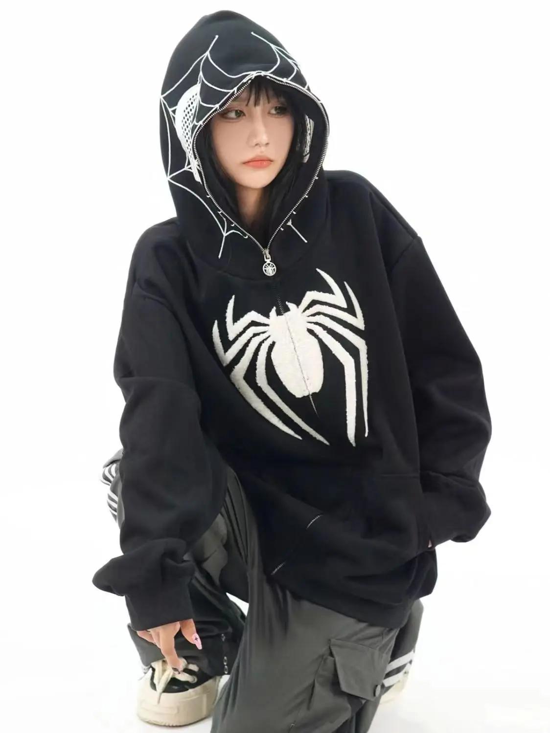 Sweat-shirt à capuche surdimensionné Y2k Spider pour homme et femme, Streetwear, vestes d'automne et