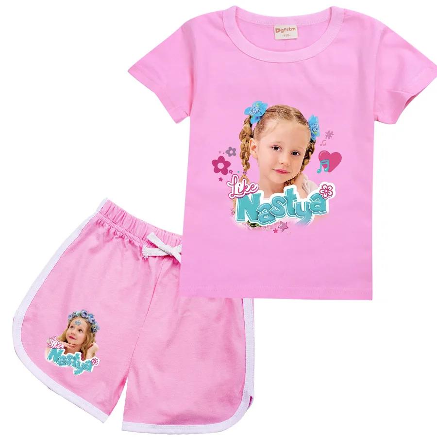 T-shirt à manches courtes et short Lovely Like Nastya pour enfants, tenues d'été pour tout-petits fi