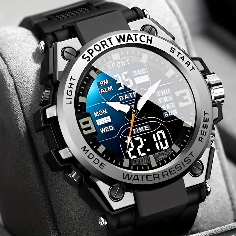 Montre à LED lumineuse à grand cadran, au design élégant, pour hommes, femmes et adolescents, avec d