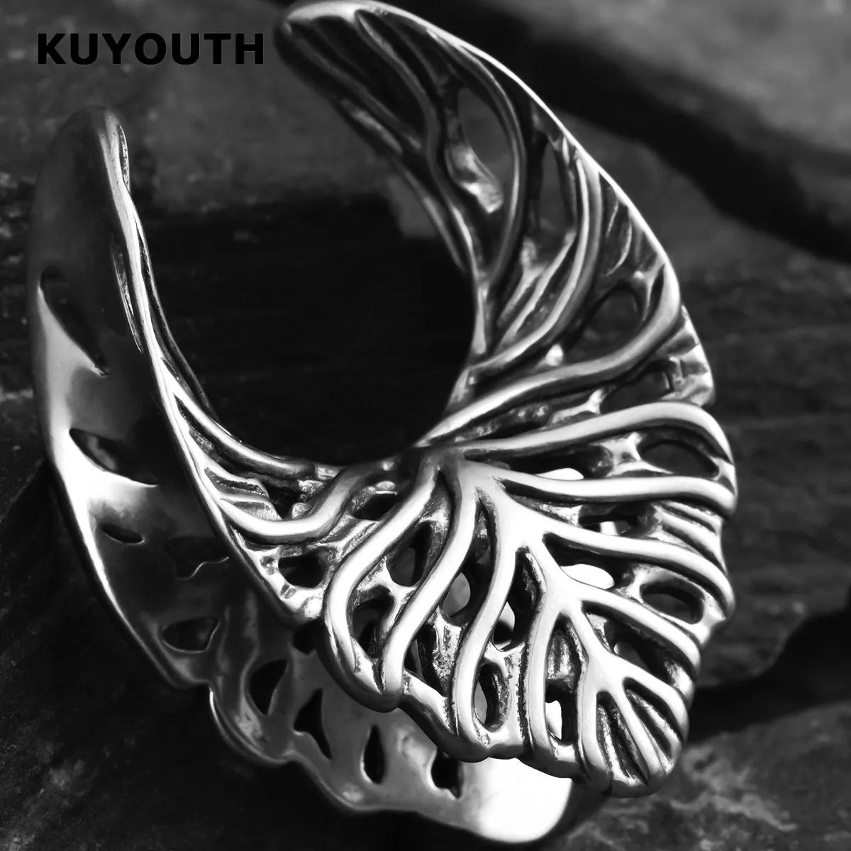  KUYOUTH Tunnels d'oreille, dilatateurs creux et écarteurs en forme de nervures de feuille, bijoux