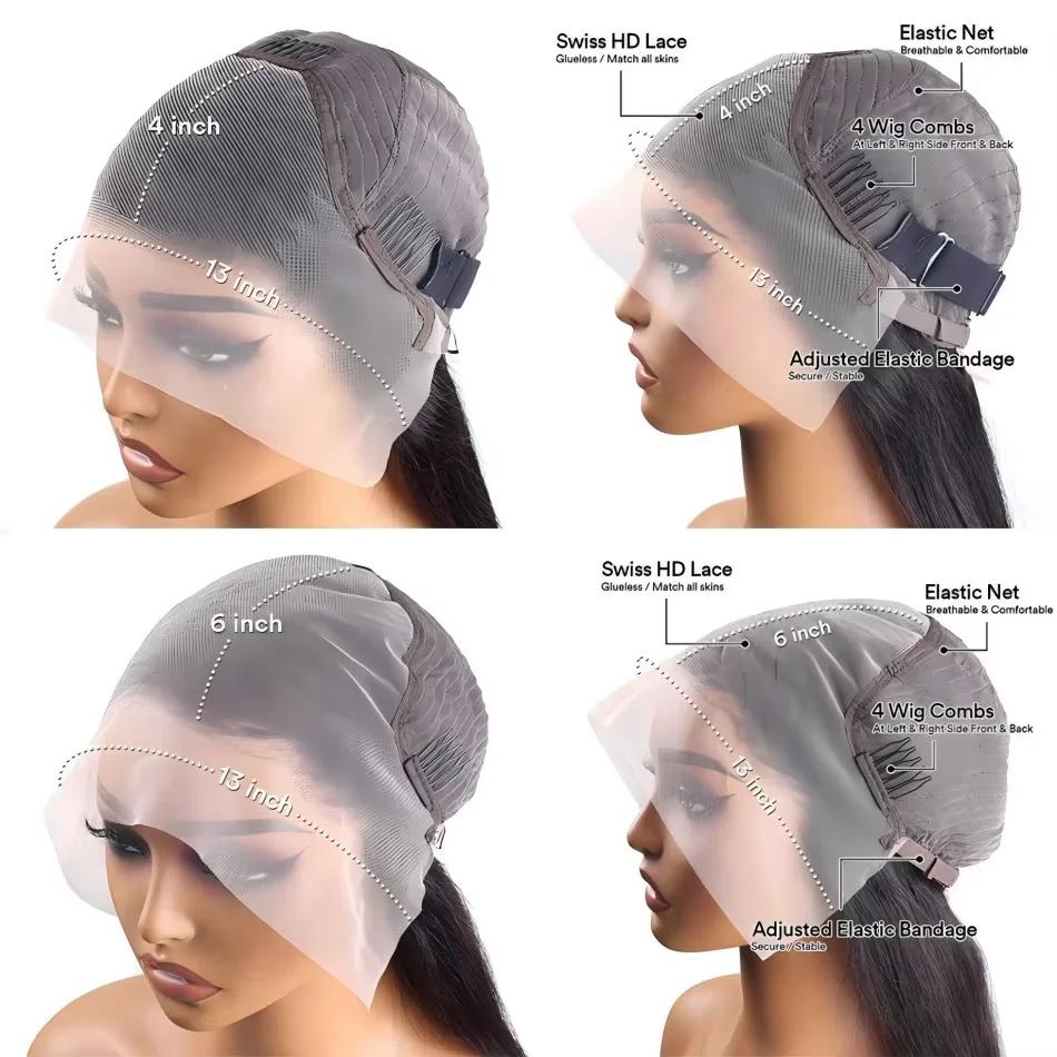 Perruque en cheveux humains Deep Wave avec dentelle frontale HD 13x6, sans colle, prête à porter, av