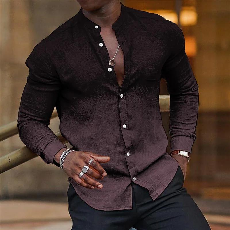 Chemise hawaïenne décontractée grise, col à manches longues, tendance, hauts pour fête en Club, plag