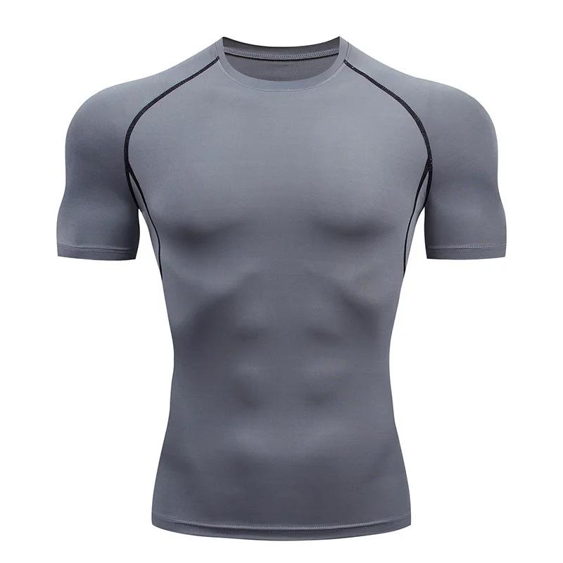 T-shirt sport hommes séchage rapide manches courtes - Haut fitness compression formation course rashgard