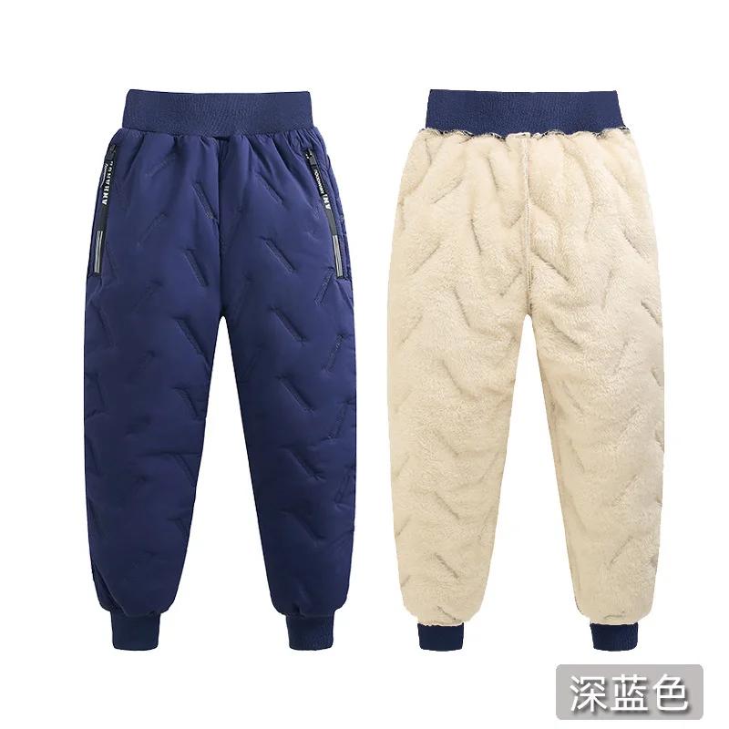 Pantalons rembourrés d'hiver pour enfants, épais et chauds en velours, pantalons longs en laine d'ag