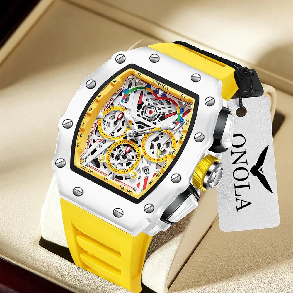 Montre de luxe pour hommes ONOLA mode décontracté multifonctionnel bande de Silicone étanche montre