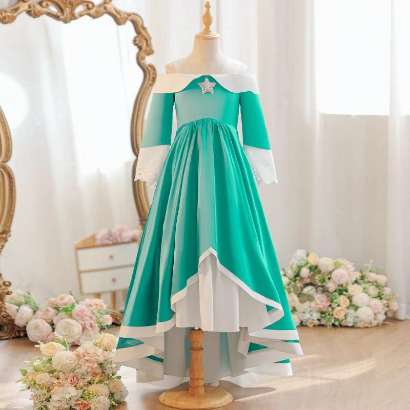 Robe verte pour fille, costume de princesse, jeu de rôle, fête, Halloween, carnaval, robe d'annivers