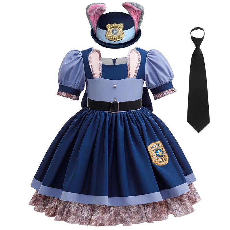 Robe de policier Judy Bunny pour filles, Costume de lapin Disney Zootopia 2 pour enfants, robe de Co