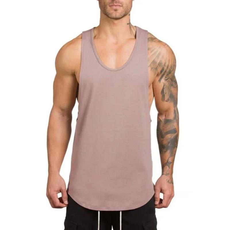 Gilets unis en coton respirant sans manches, T-shirts de gymnastique, Fitness, musculation, vêtement