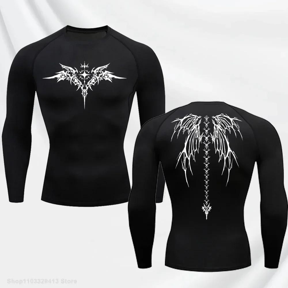 T-shirt de compression décontracté à imprimé anime pour homme, séchage rapide, vêtement de sport fit