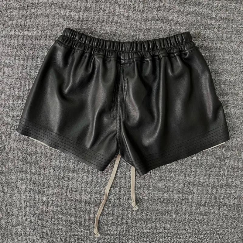 Shorts en cuir PU pour femmes HKSH 2026, style sombre RO, fente latérale, bloc de couleur, taille él