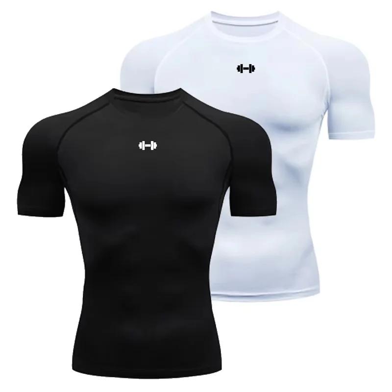 T-shirt de compression élastique pour homme, séchage rapide, sport, athlétique, gym, entraînement, é