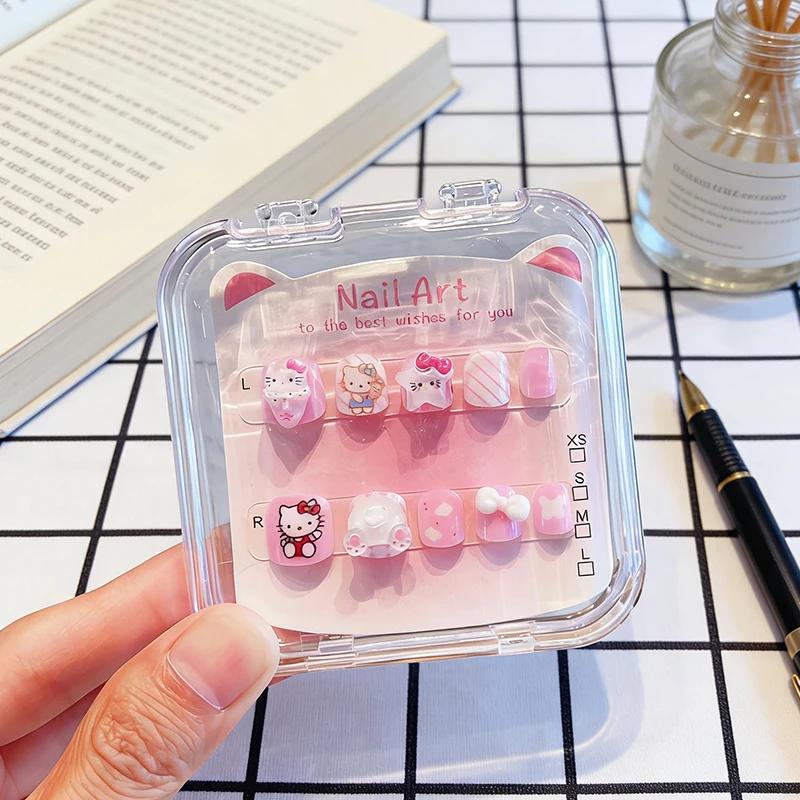 Sanrio enfants presse sur ongles et autocollants (Hello Kitty/Kuromi/ma mélodie)-3D mignon dessin an