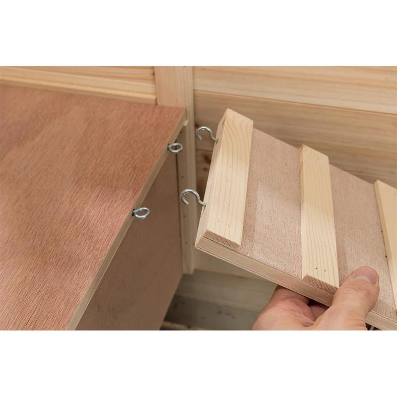 Lapin en bois à 2 niveaux pour l'extérieur, chalets avec rampe, roues, manipulation, mouvement, inst