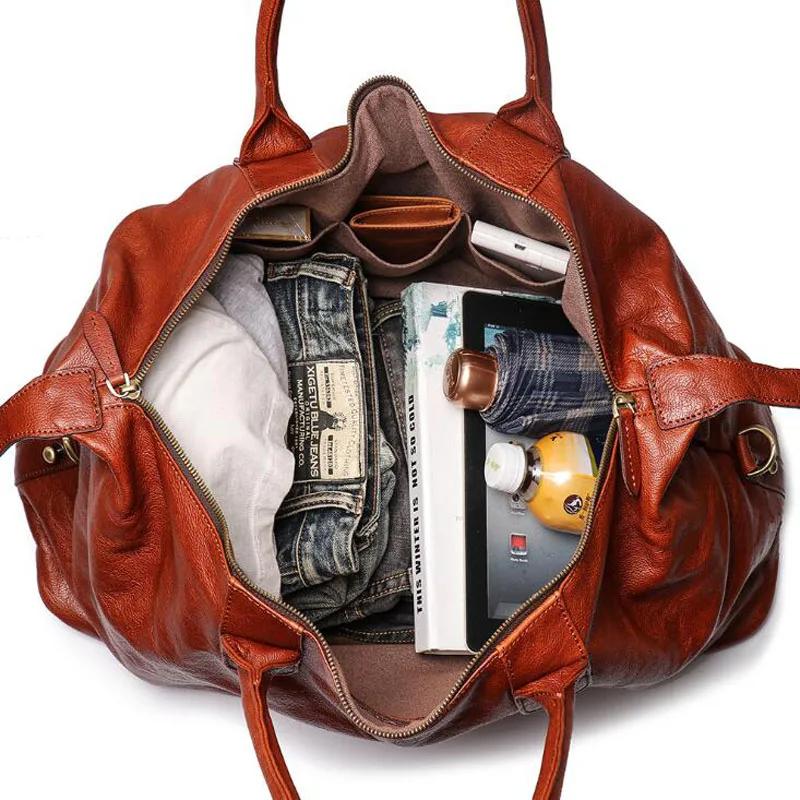 Sac de voyage de luxe en cuir véritable pour hommes, sac à bagages polochon de grande capacité, sac