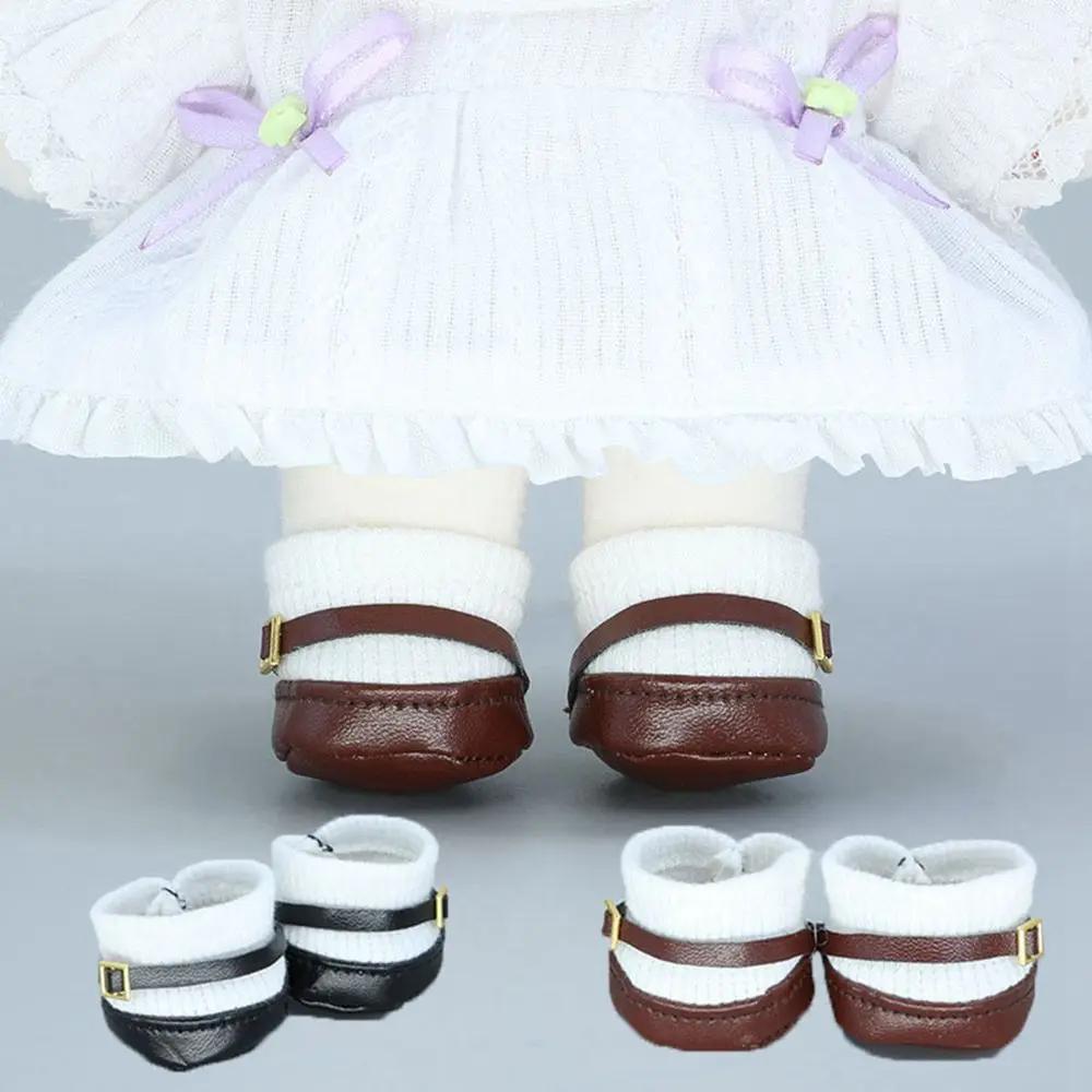 Chaussures de poupée Kpop de 20cm, bottes de princesse, chaussettes en cuir PU à la mode pour 1/12,