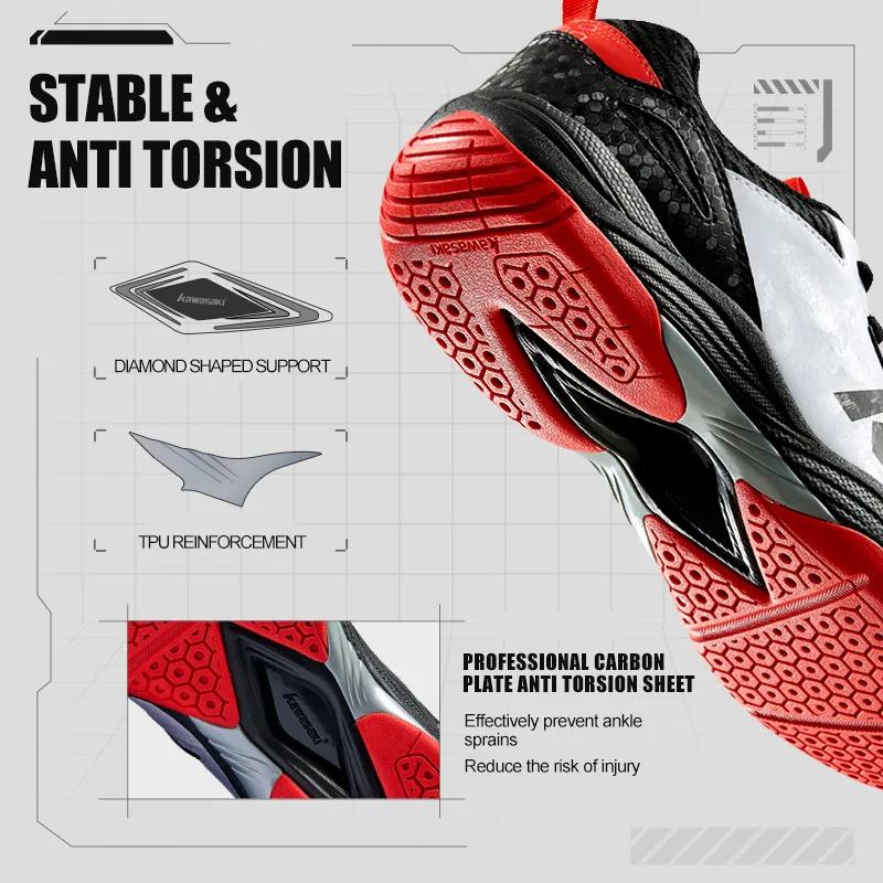 Chaussures de badminton Kawasaki pour hommes - Conception anti-twist et respirante pour le tennis