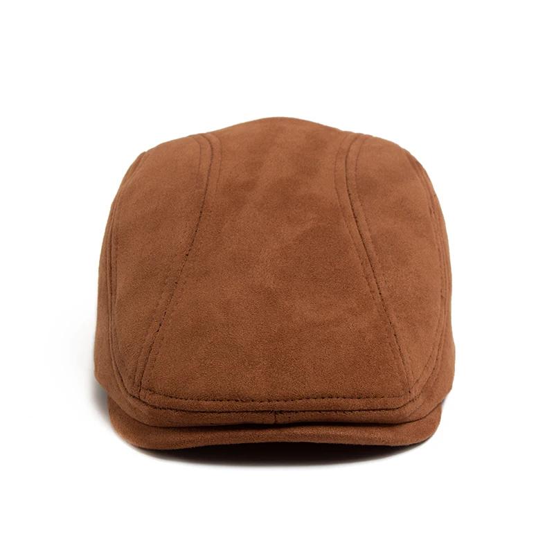 Béret en daim pour hommes et femmes, mode Vintage, chapeau de journal, casquette à visière plate déc