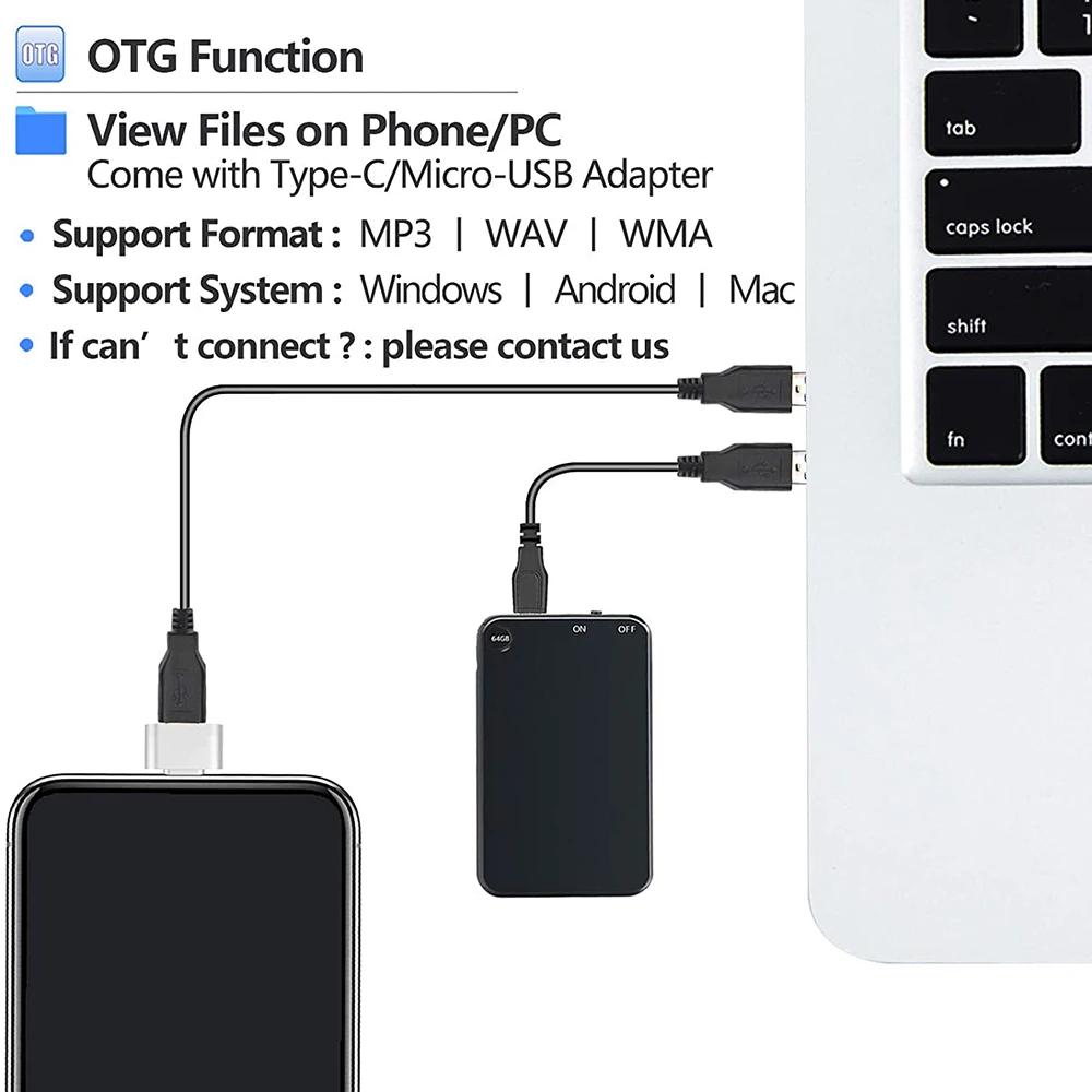 V15 Mini Dictaphone professionnel Ultra mince 64G 128GB HD enregistreur vocal numérique lecteur de m