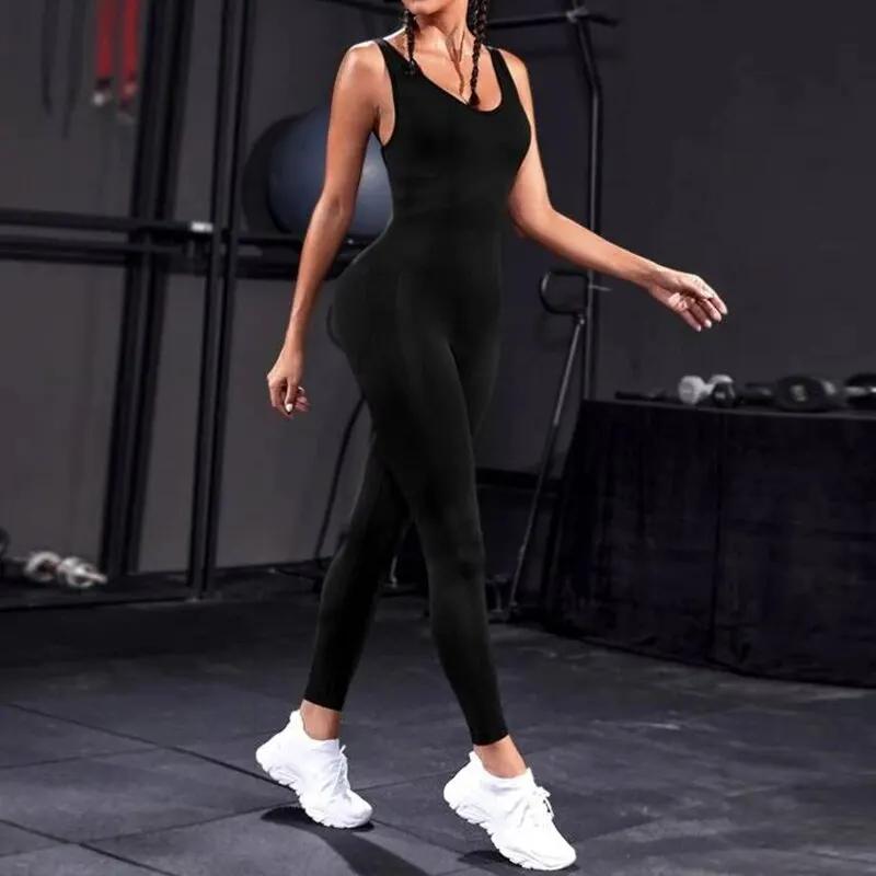 Combinaisons de batterie pour femmes col bas taille haute - Barboteuses décontractées jogging