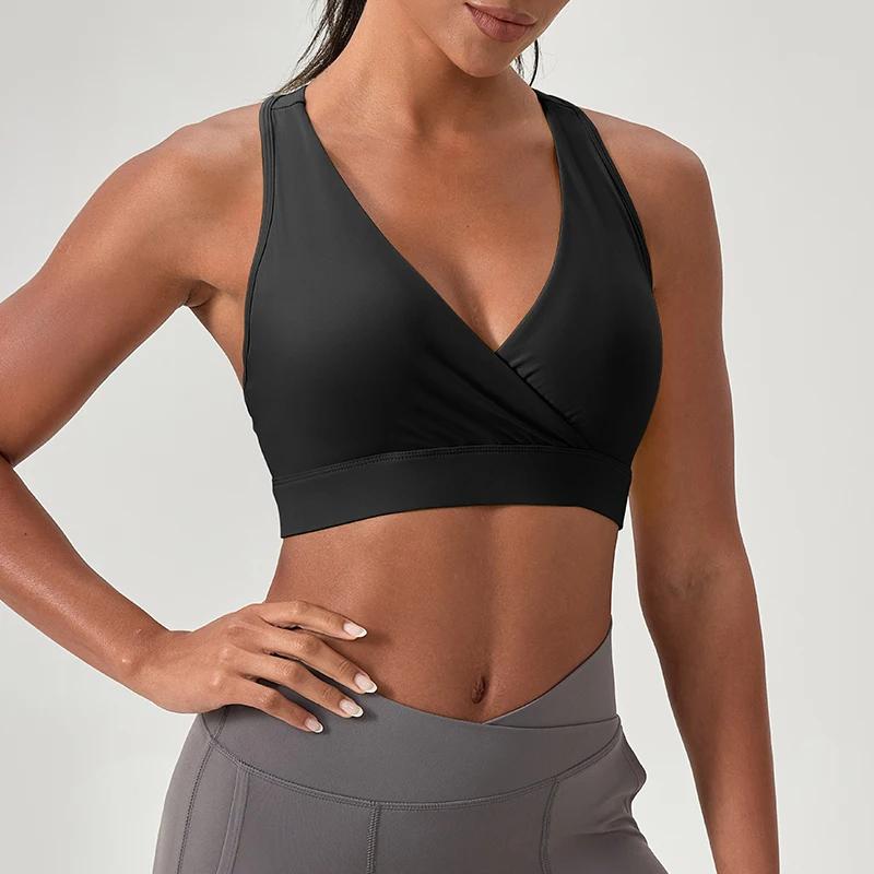 Soutien-gorge de Sport pour femmes, débardeur de Fitness, Yoga, Sexy, décolleté en v profond, sous-v