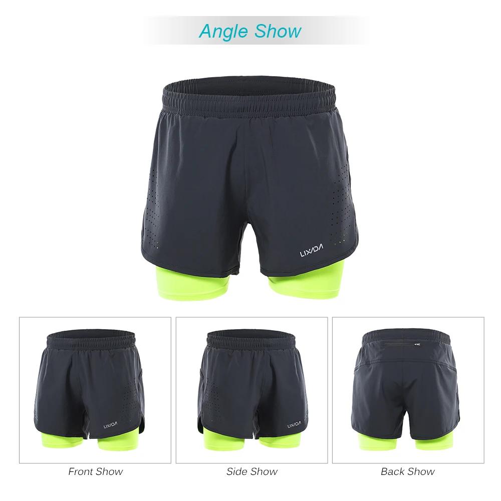 Lixada short de course 2 en 1 pour homme séchage rapide respirant entraînement actif exercice joggin