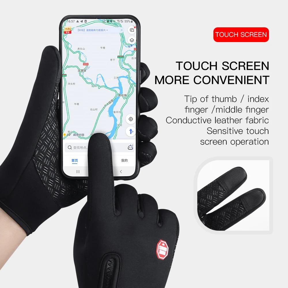 Gants de moto pour hommes et femmes, coupe-vent, antidérapants, pour écran tactile, en polaire, gard