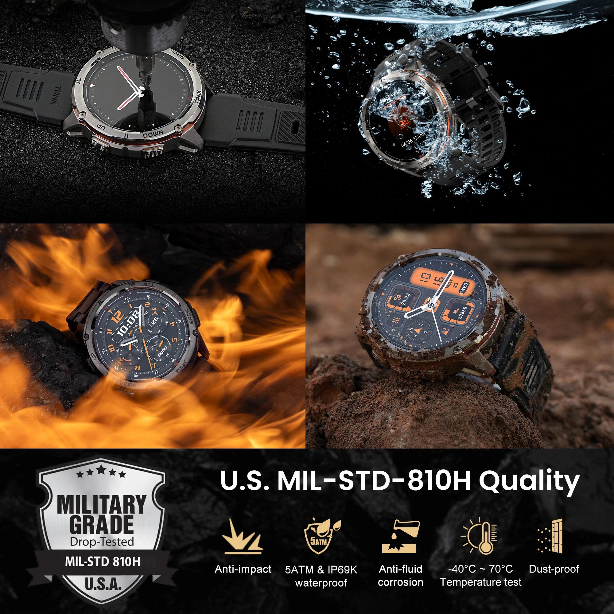 KOSPET TANK T3 Ultra 2 GPS montre intelligente robuste hommes boussole altimètre barométrique 470mAh