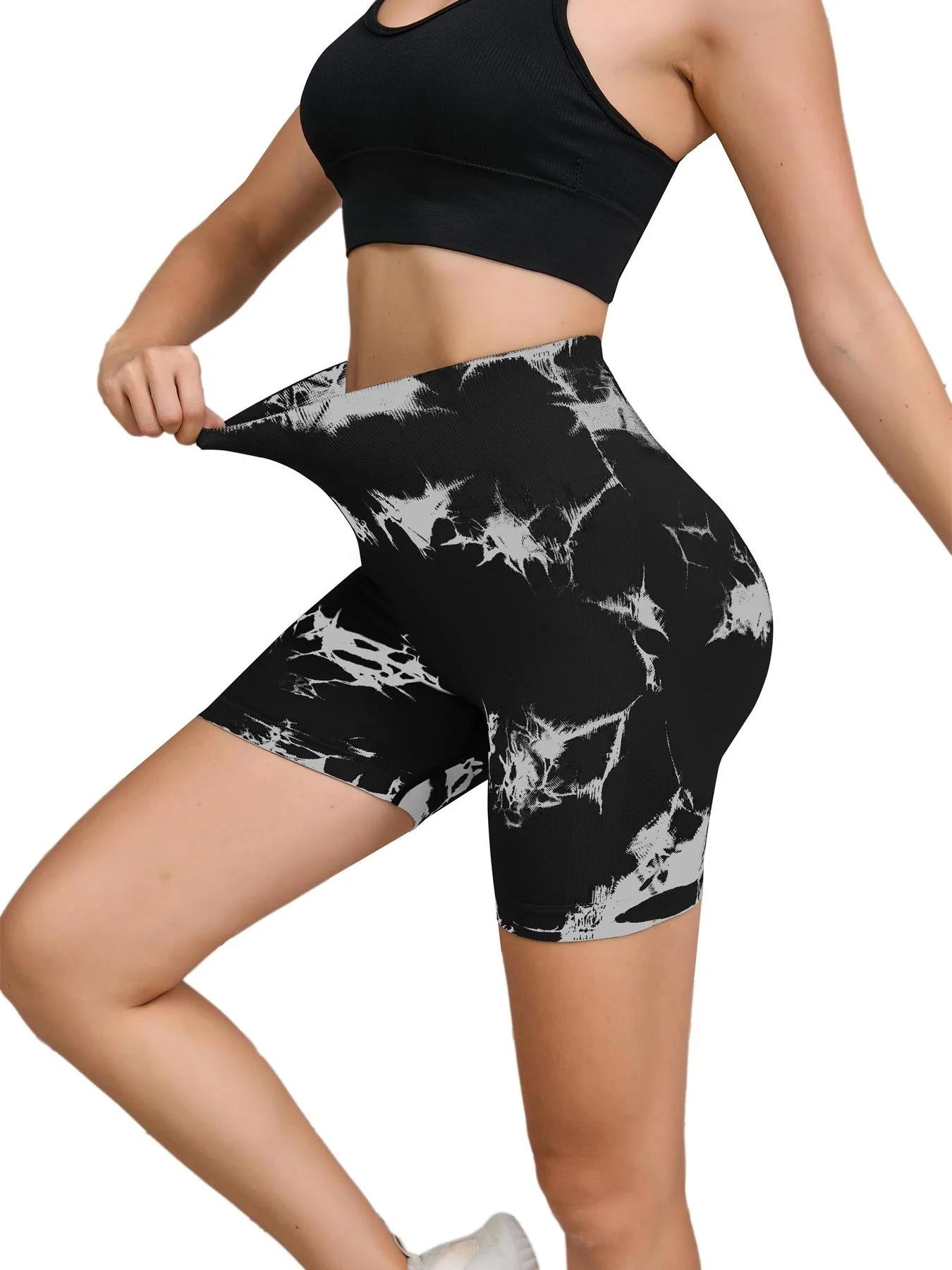 Pantalon de Fitness sans couture teint par nouage pour femmes, taille haute et levage des hanches, s