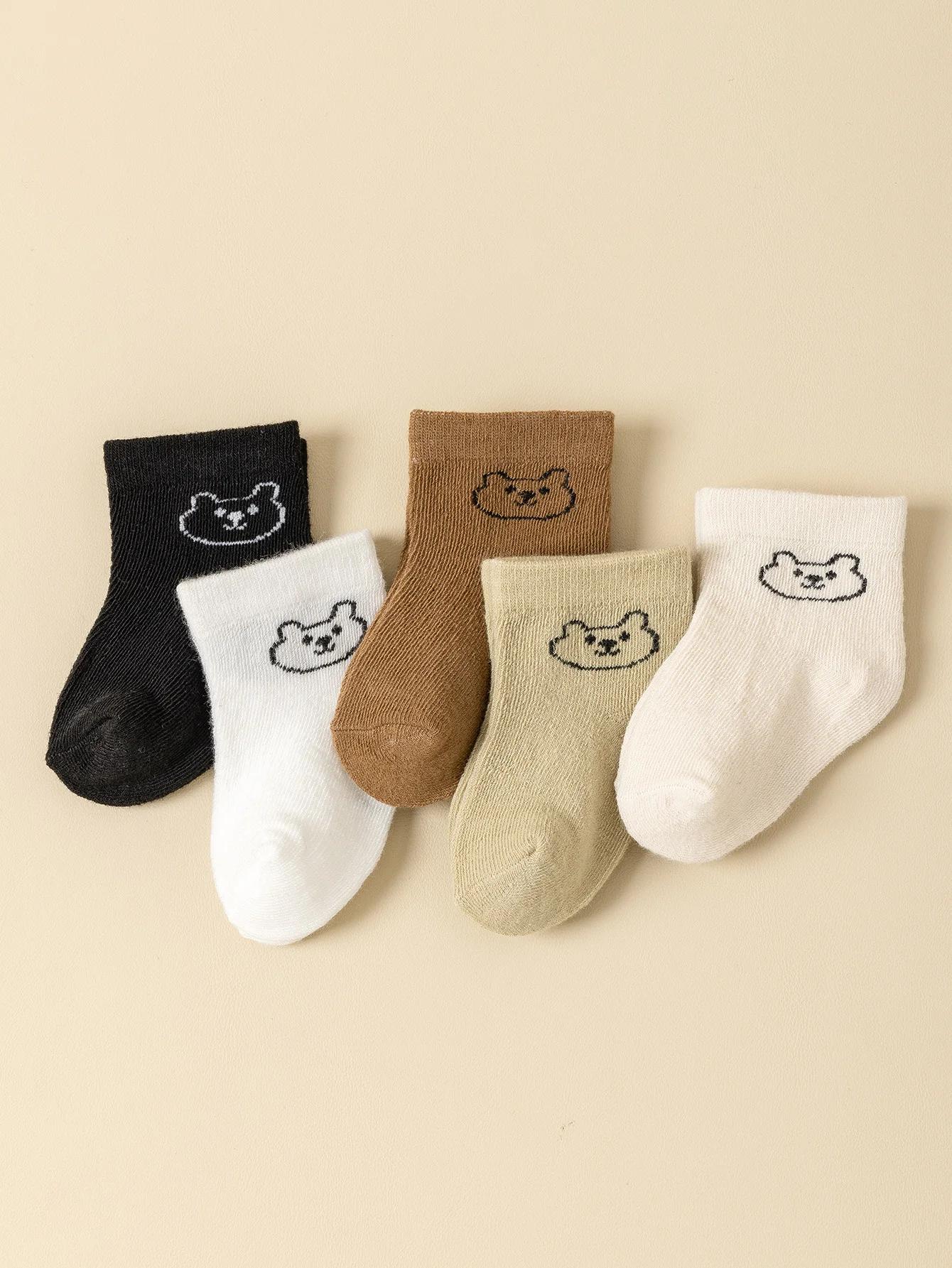 5 paires de chaussettes pour bébé, couleur unie, douces et confortables, blanches, mi-mollet, pour l