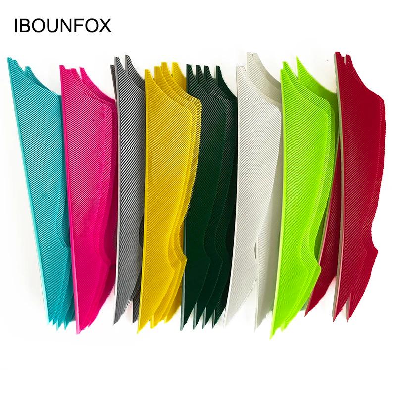100 pièces IBOUNFOX 4 pouces plumes de flèche de dinde naturelle forme de piqûre Fletches de tir à l