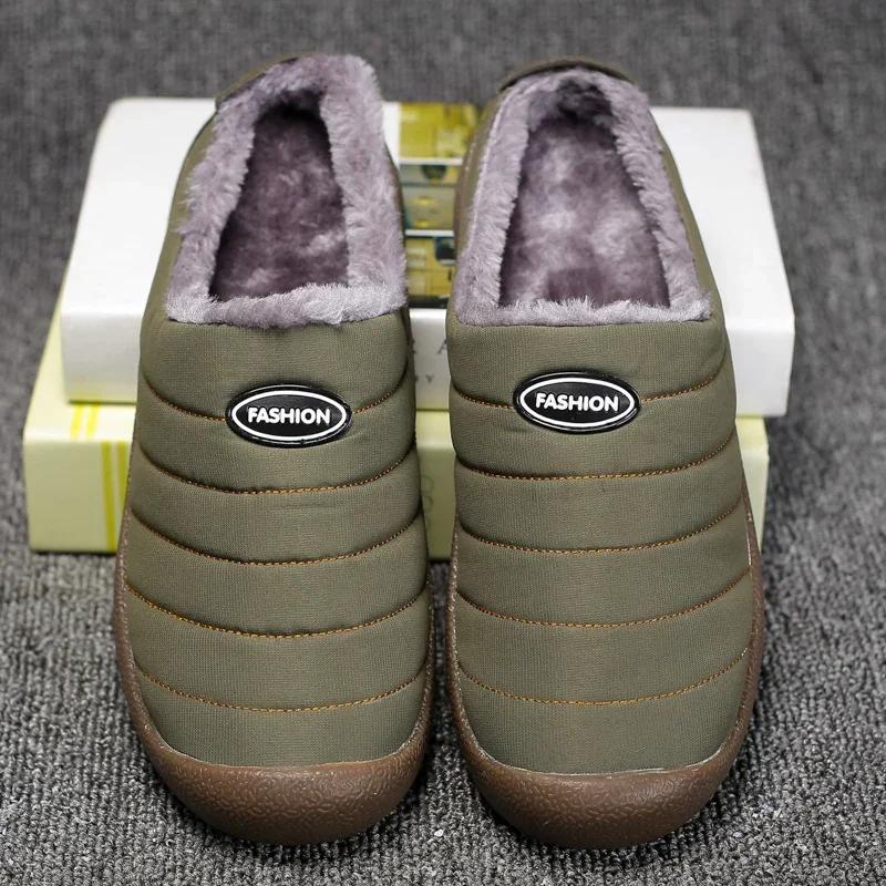 Vadrouille en coton chaud d'hiver pour hommes avec semelle souple et bottes d'hiver en coton épais,