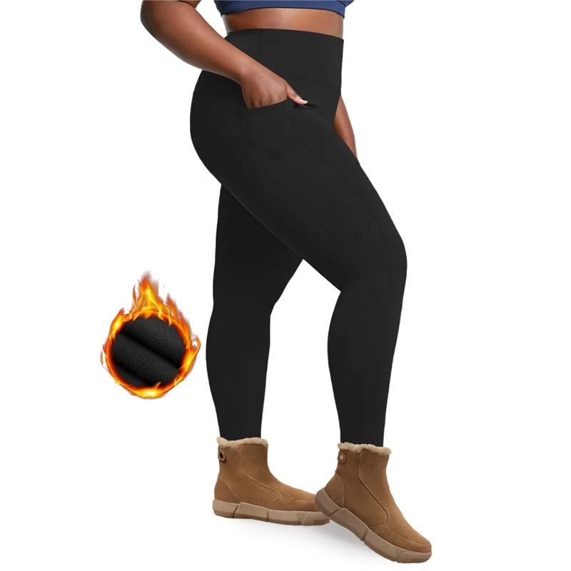 VITALINOVO Leggings doublés polaire grande taille avec poches pour femmes taille haute hiver contrôl