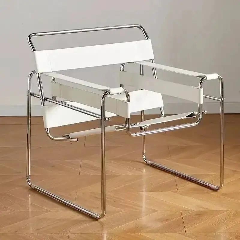 Vassili – chaise de loisirs nordique Simple, Style industriel médiéval, selle Bauhaus en cuir, résea