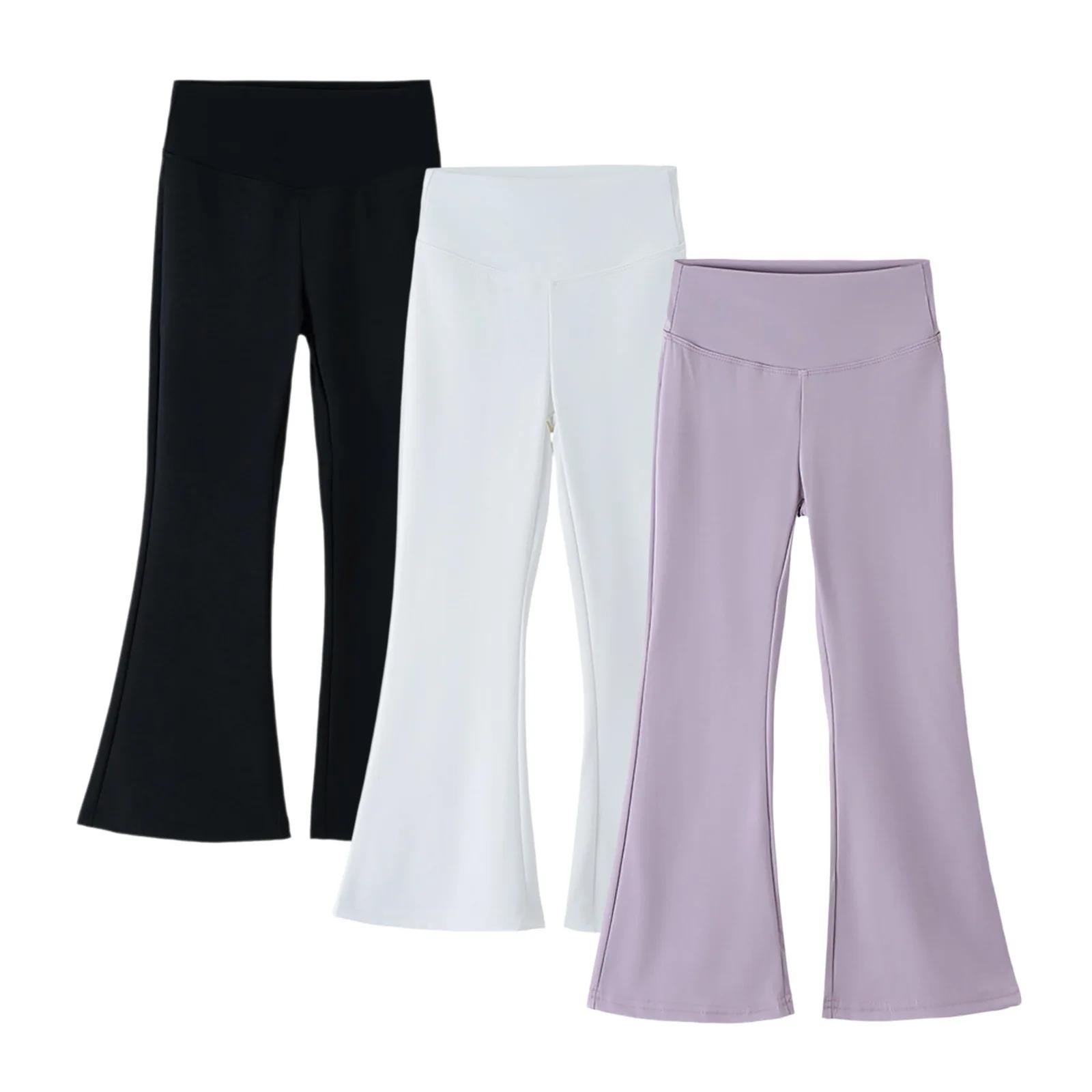 Pantalons évasés taille haute pour filles, leggings extensibles pour enfants, pantalons confortables