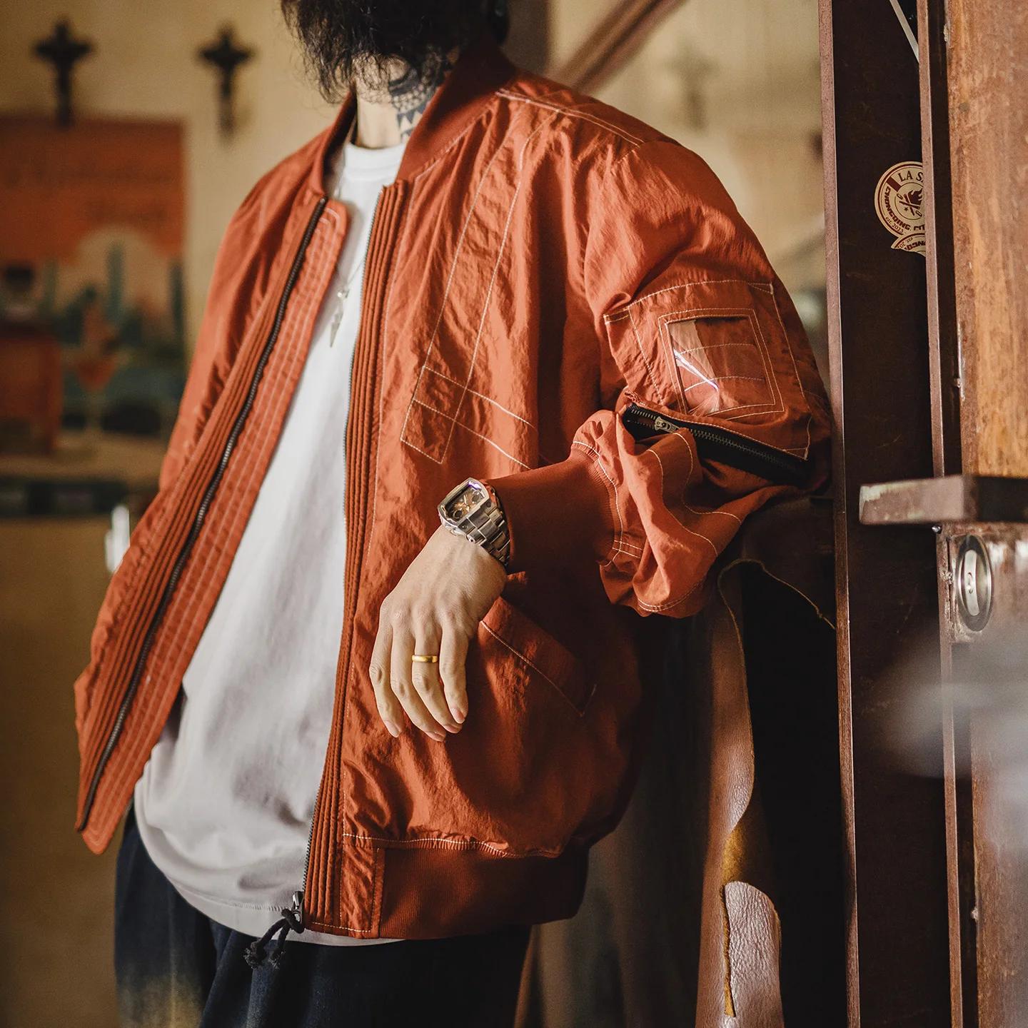 Blouson bomber MA1 Maden pour homme, veste de pilote légère, fermeture éclair, style baseball classi