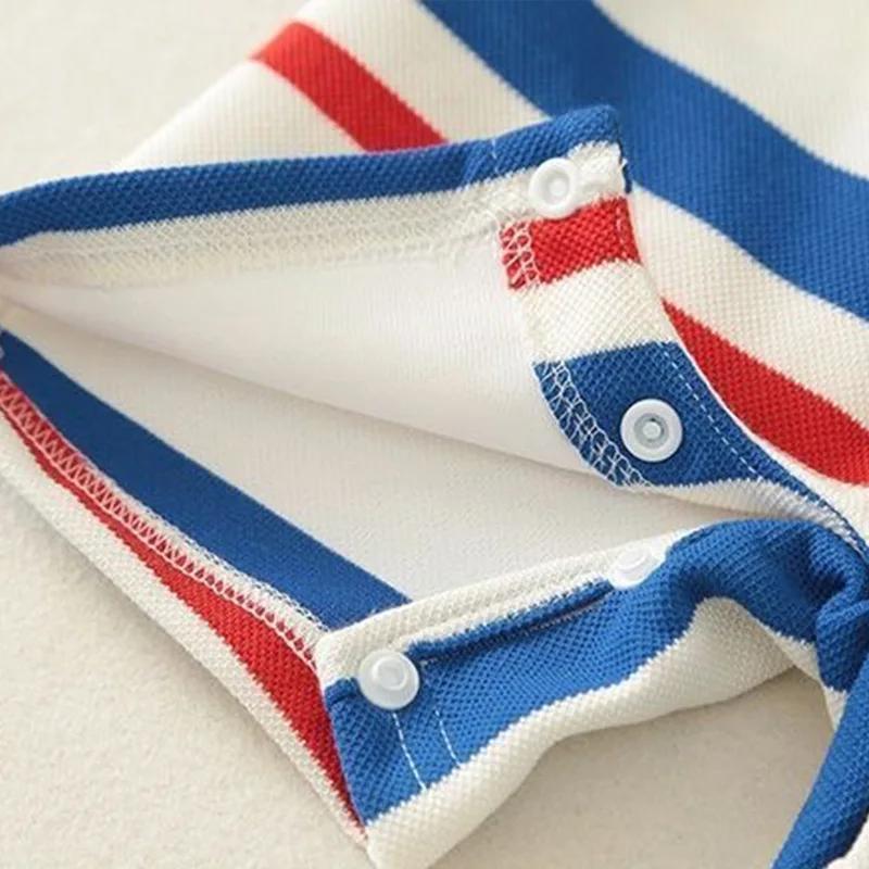 Nouvelle combinaison pour bébé, été, manches courtes, à rayures colorées, avec lettres, combinaison