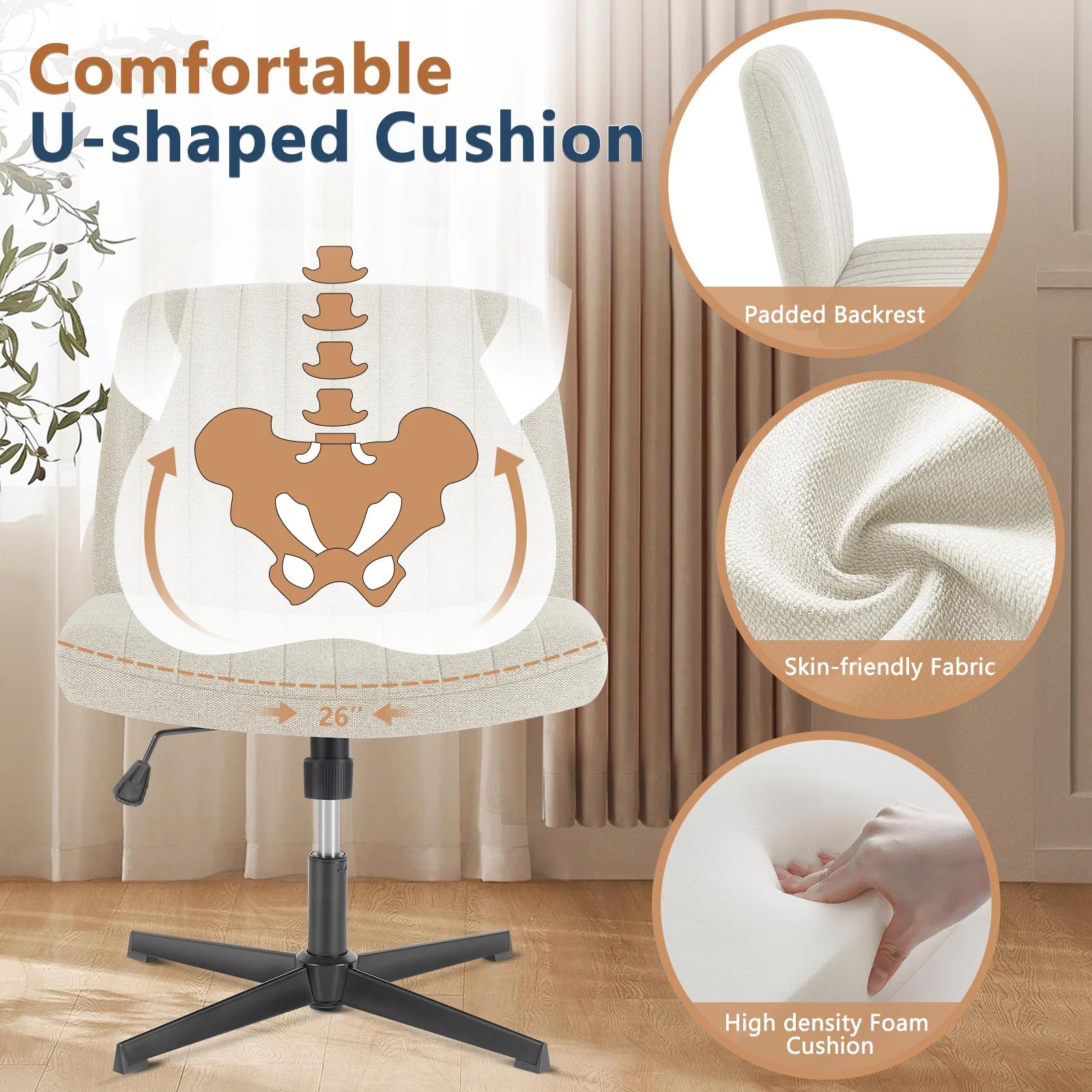 JIan-Chaise à bascule en tissu à jambes croisées, bureau large sans bras, bureau à bascule réglable,