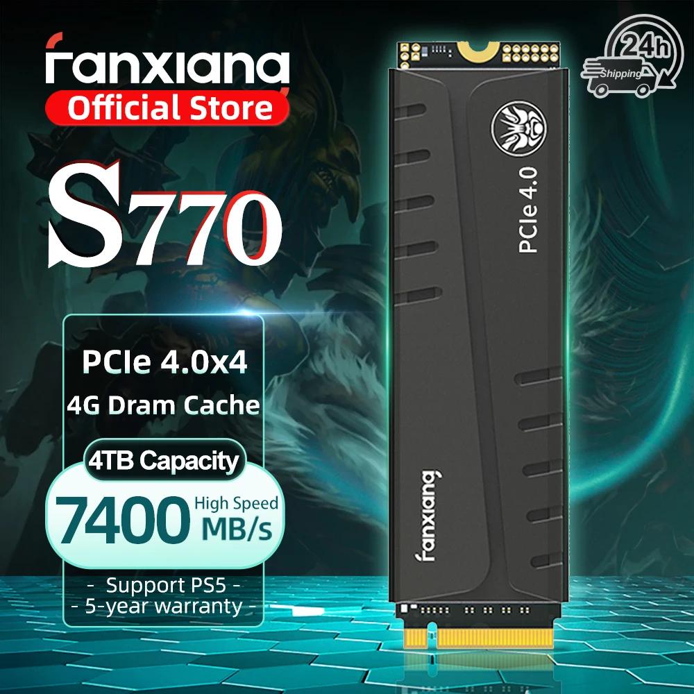 Fanxiang S770 M.2 SSD 500 Go 1 To 2 To 4 To Jusqu'à 7400 Mo/s M.2 NVMe PCIe4.0 1 Go de cache DRAM Di