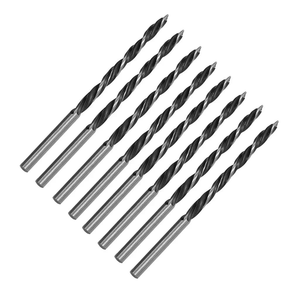 Jeu de 8 forets à bois de 3 mm pour le travail du bois, foret spiralé en acier à haute teneur en car