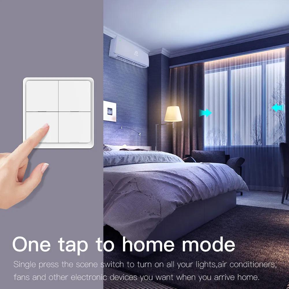 MOES 4 Gang Tuya ZigBee sans fil 12 scène interrupteur bouton poussoir contrôleur alimenté par batte