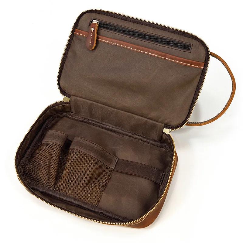 Petit sac de voyage de bonne qualité, portefeuille de voyage en cuir Crazy Horse, sac de rangement,