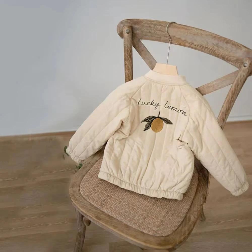 Vestes de printemps et d'automne pour bébés garçons et filles, manteaux en coton polaire brodé à man