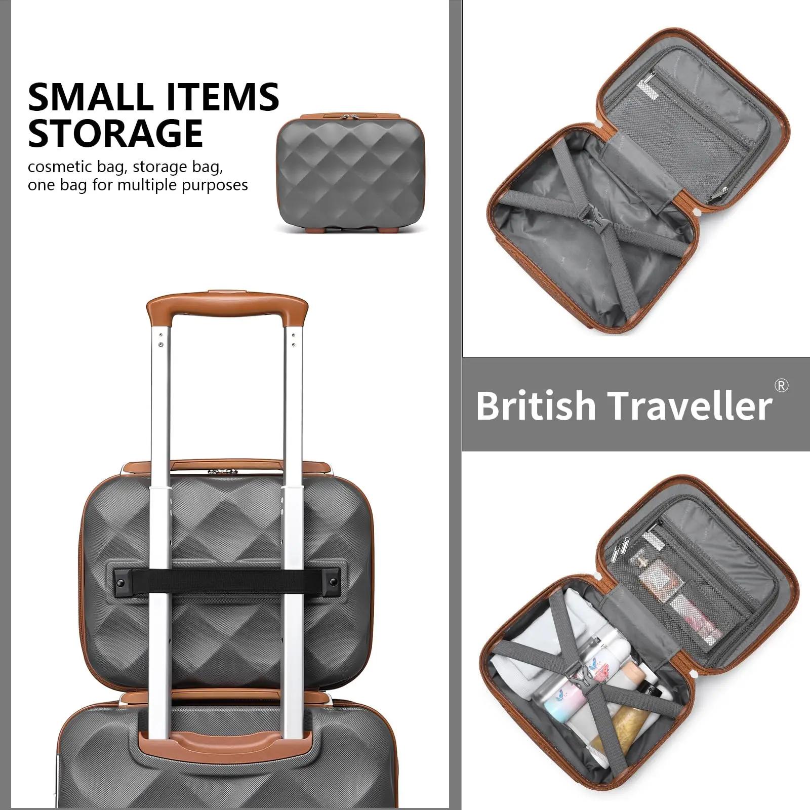 Étui de beauté pour voyageur britannique, mallette de maquillage rigide, bagage à main portable, poi