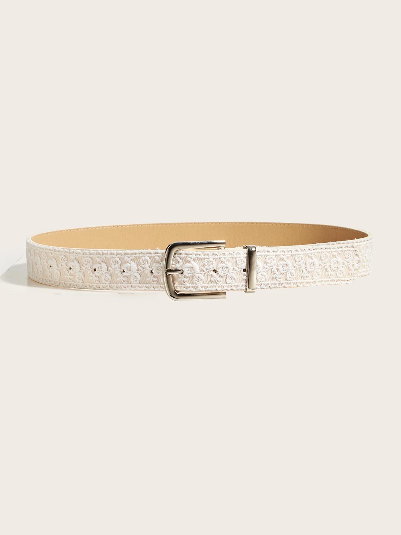 Ceinture élégante à boucle ardillon en dentelle, ceinture en cuir à la mode pour femmes, accessoire