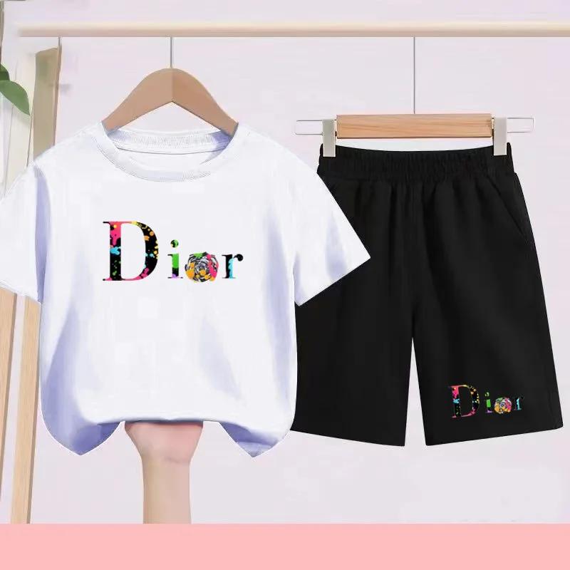 T-shirt de sport noir pour enfants de 3 à 12 ans, ensemble de vêtements de sport, short, ensemble de