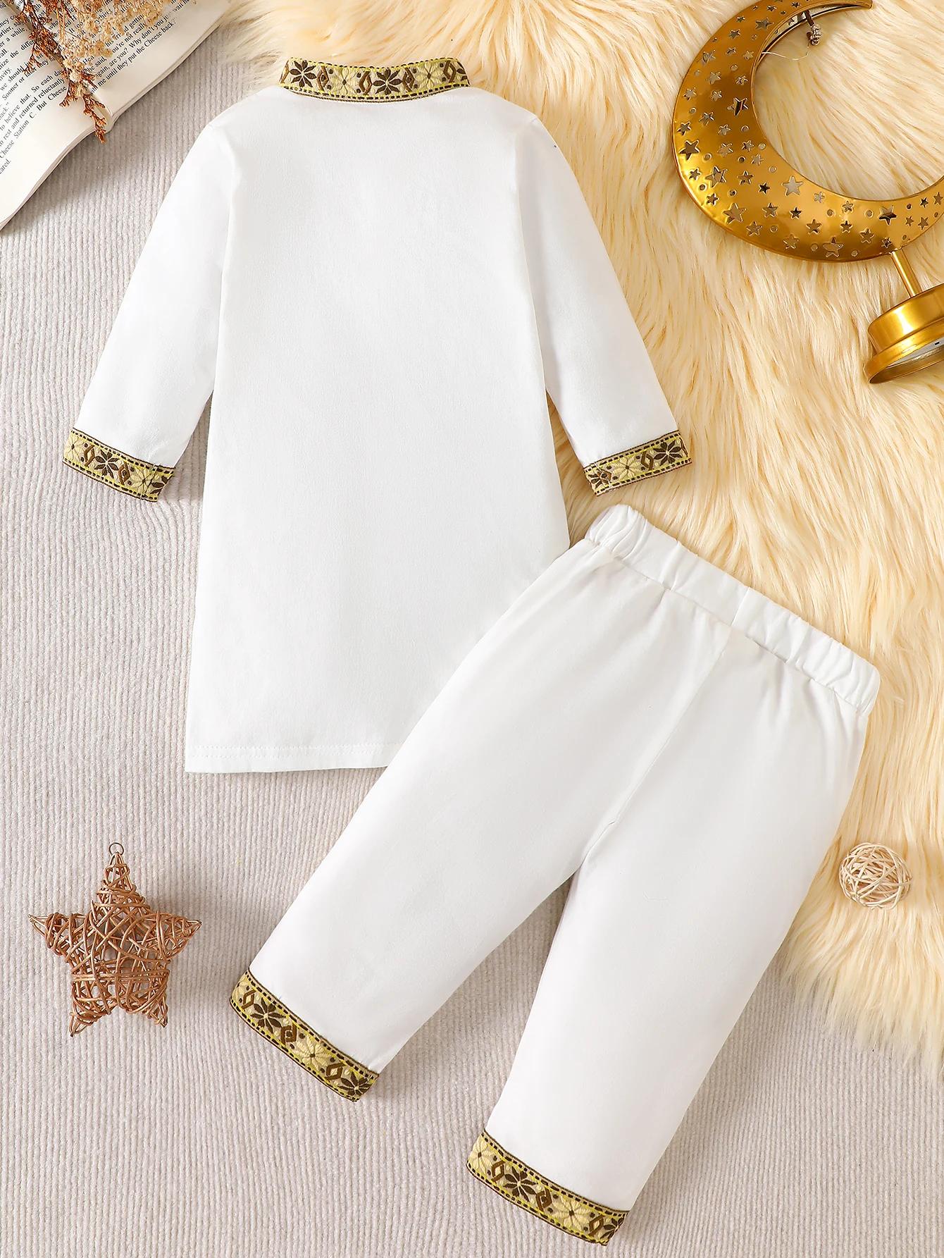 IURNXB Ensemble de vêtements ethniques traditionnels du Moyen-Orient pour garçons, robe Thobe, panta