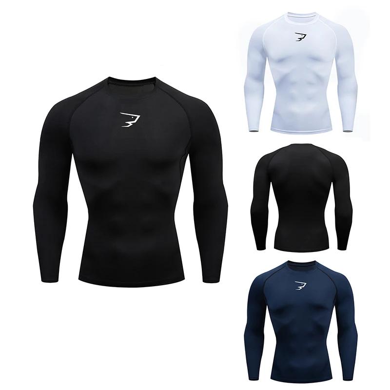 Hommes course Compression T-shirt manches longues Sport t-shirts Gym Fitness sweat mâle Jogging surv